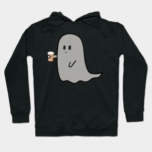 caffeinated little ghost with a to go cup of coffee - cute halloween Hoodie